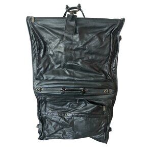 Carlo Amboldi Black Leather Garment Bag Travel Large 36” Long Quality Italy